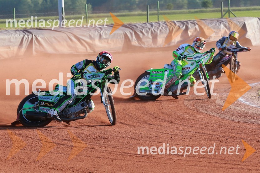  Žiga Kovačič, AMD Krško;  Maks Gregorič, AMTK Ljubljana;  Dalibor Bot, speedwayistPavlic ugnal Žagarja v Lendavi