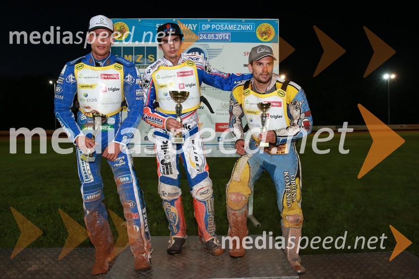  Matej Žagar, speedwayist (Slovenija);  Jurica Pavlic, spidvejist;  Matic Voldrih, AMTK LjubljanaPavlic ugnal Žagarja v Lendavi
