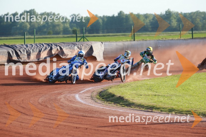  Matej Žagar, speedwayist (Slovenija);  Jurica Pavlic, speedwayist;  Žiga Kovačič, AMD KrškoPavlic ugnal Žagarja v Lendavi