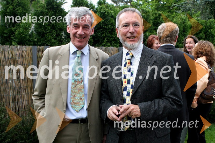 Jean-Louis Mignot, belgijski veleposlanik in Aleš Jan, radijski režiserSprejem na nizozemskem veleposlaništvu ob kraljičinem dnevu