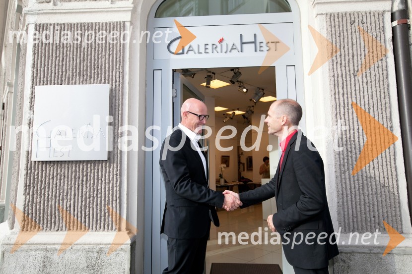  Emil Šarkanj, lastnik Galerije Hest;  dr. Uroš Grilc, minister za kulturo25 let Galerije Hest in otvoritev razstave impresionistov