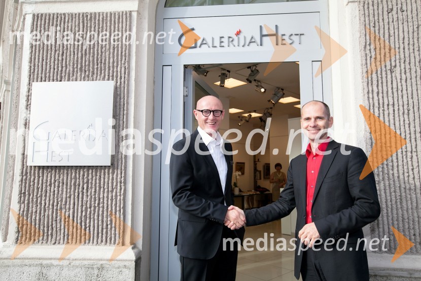  Emil Šarkanj, lastnik Galerije Hest;  dr. Uroš Grilc, minister za kulturo25 let Galerije Hest in otvoritev razstave impresionistov