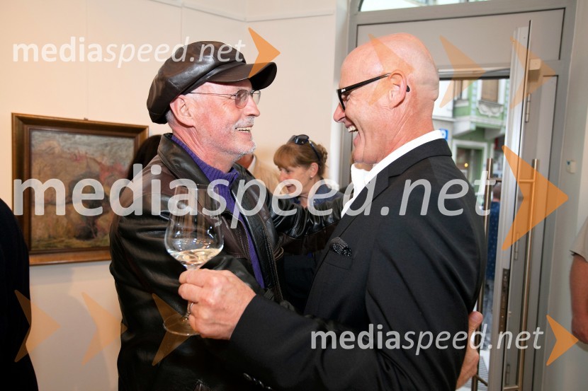  Marjan Šrimpf, novinar;  Emil Šarkanj, lastnik Galerije Hest25 let Galerije Hest in otvoritev razstave impresionistov