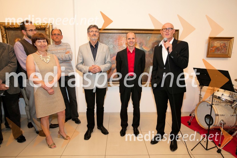  Bojana Šarkanj, lastnica Galerije Hest; dr.  Ferdinand Šerbelj, muzejski svetnik;  dr. Uroš Grilc, minister za kulturo;  Emil Šarkanj, lastnik Galerije Hest25 let Galerije Hest in otvoritev razstave impresionistov