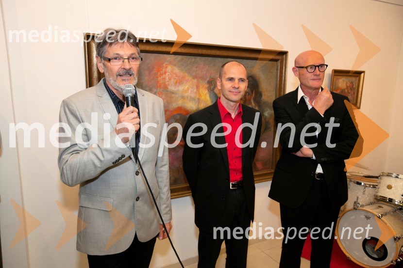 dr.  Ferdinand Šerbelj, muzejski svetnik;  dr. Uroš Grilc, minister za kulturo;  Emil Šarkanj, lastnik Galerije Hest25 let Galerije Hest in otvoritev razstave impresionistov