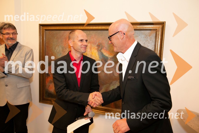  dr. Uroš Grilc, minister za kulturo;  Emil Šarkanj, lastnik Galerije Hest25 let Galerije Hest in otvoritev razstave impresionistov