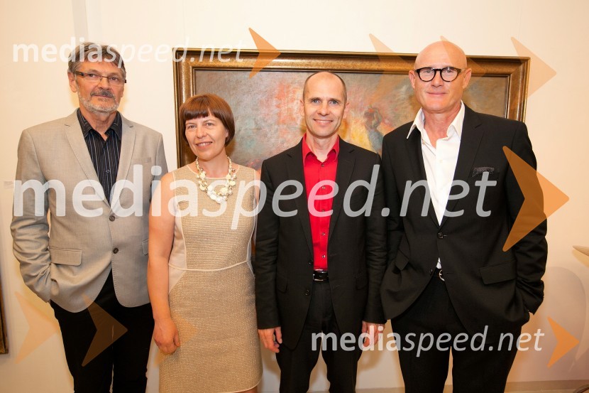 dr.  Ferdinand Šerbelj, muzejski svetnik;  Bojana Šarkanj, lastnica Galerije Hest;  dr. Uroš Grilc, minister za kulturo;  Emil Šarkanj, lastnik Galerije Hest25 let Galerije Hest in otvoritev razstave impresionistov