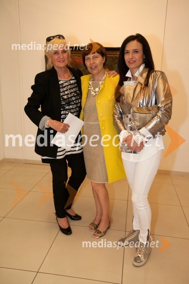  Manja Kac;  Bojana Šarkanj, lastnica Galerije Hest;  Sabina Kisilak, Salon čevljev Kisilak25 let Galerije Hest in otvoritev razstave impresionistov