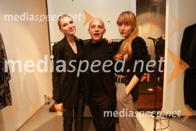 Danaja Vegelj, stilistka, Zoran Garevski, modni oblikovalec in Nina Jagodic, stilistkaV spomin: Zoran Garevski, modni oblikovalec