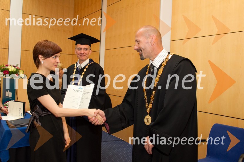 dr. Selestina Gorgieva, Fakulteta za strojništvo, Univerza v Mariboru; prof. dr. Niko Samec, dekan, Fakulteta za strojništvo, Univerza v MariboruPromocija doktorjev znanosti UM, junij 2014