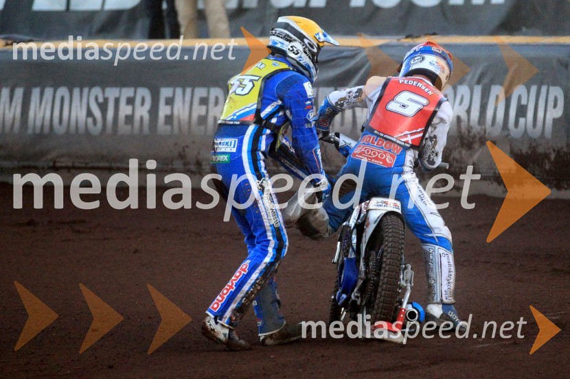  Matej Žagar, speedwayist (Slovenija);  Nicki  Pedersen, speedwayist (Danska)Žagarjev padec in obračun s Pedersenom