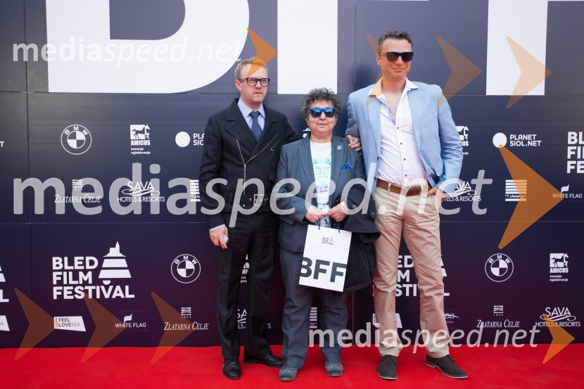  Matjaž Javšnik, igralec;  Dragica Petrovič, režiserka in producentka;  Nenad Tokalić, igralecBled film festival, otvoritvena slovesnost