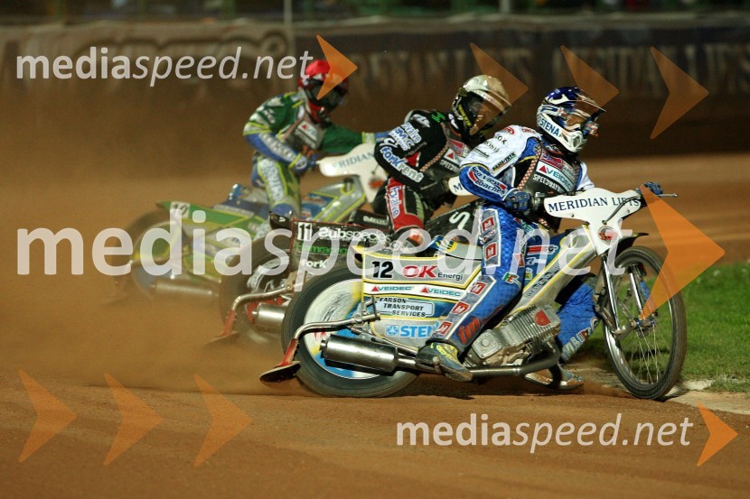 Bjarne Pedersen. Danska, Scott Nicholls, Velika Britanija in Antonio Lindback, ŠvedskaSPEEDWAY SGP 2007, VN Italije, dirka