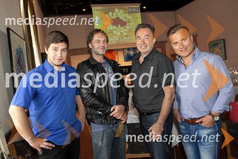  Domen Križaj, pevec;  Jure Ivanušič, dramski igralec in glasbenik;  ... ;  Matjaž Robavs, pevecMuzikal Cvetje v jeseni, novinarska konferenca