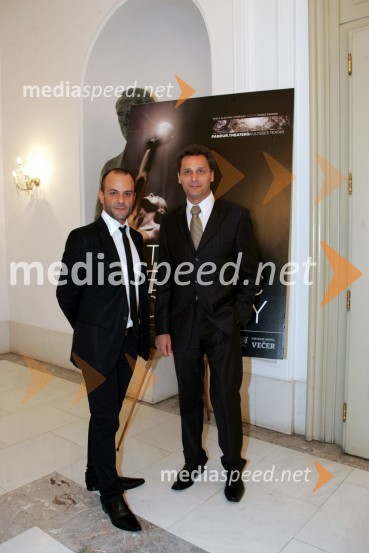 Tomaž Pandur, režiser in Danilo Rošker, direktor SNG MariborTesla Electric Company, predstava Pandur Theaters v SNG Maribor
