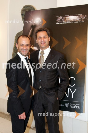 Tomaž Pandur, režiser in Danilo Rošker, direktor SNG MariborTesla Electric Company, predstava Pandur Theaters v SNG Maribor