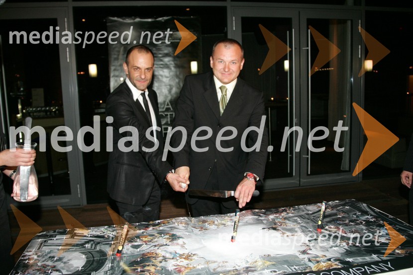 Tomaž Pandur, režiser in Franc Kangler, župan MariboraTesla Electric Company, predstava Pandur Theaters v SNG Maribor