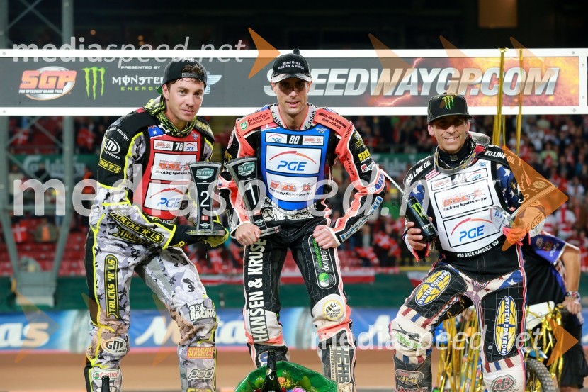  Troy Batchelor, speedwayist (Avstralija);  Niels-Kristian  Iversen, speedwayist (Danska);  Greg  Hancock, speedwayist (ZDA)Iversen zadnji kralj Parkna, Žagar za točko ob polfinale