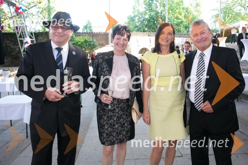 dr. Andrej Fištravec, župan, Mestna občina Maribor;  Irena Polak Fištravec;  Branka Bizjak, Futura DDB;  Mohor Bogataj, župan občine KranjSprejem ob ameriškem dnevu neodvisnosti