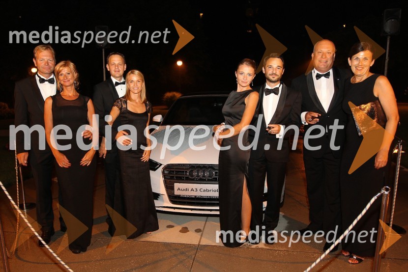  Marko Škriba, direktor znamke Volkswagen pri Porsche Slovenija d.o.o.;  Teja Škriba;  Franci Bolta, direktor znamke Audi pri podjetju Porsche Slovenija d.o.o.;  Mirjam Bolta;  Polona Ferjančič;  Danilo Ferjančič, generalni direktor Porsche Slovenija d.o.o;  Iztok Klančnik, direktor HP Slovenija;  Maja KlančnikAnin ples 2014