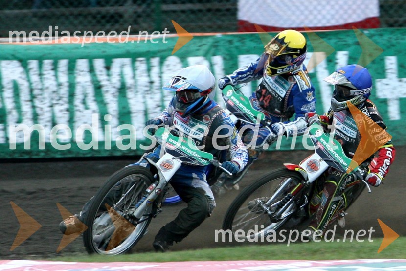Greg Hancock (ZDA), Rune Holta (Poljska) in Wieslaw Jagus (Poljska)SPEEDWAY GRAND PRIX, VN Evrope 2007, dirka