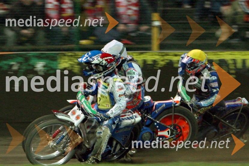 Nicki Pedersen (Danska), Jason Crump (Avstralija) in Chris Harris (Velika Britanija)SPEEDWAY GRAND PRIX, VN Evrope 2007, dirka
