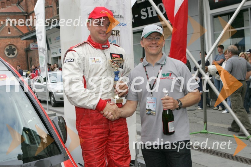 Darko Peljhan, lanski državni prvak in Tadej Sax, vodja programa BMW pri Avto MalgajRALLY, 3.Škoda rally Maribor