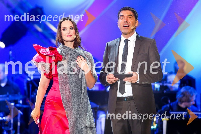  Blažka Müller, voditeljica;  Mario Galunič, voditeljSlovenska popevka 2014