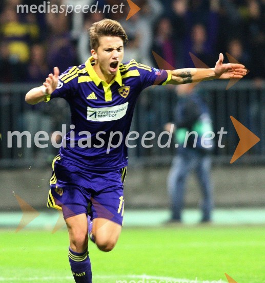  Luka Zahovič, nogometaš NK MariborNK Maribor : Sporting FC, prva tekma Lige prvakov