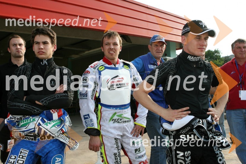 Jurica Pavlic (Hrvaška),... in Lee Richardson (Velika Britanija)SPEEDWAY SUPER POKAL SAX 2007