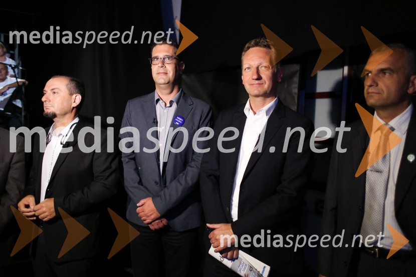  Gašpar Gašpar  Mišič, bivši predsednik uprave Luka Koper;  Aleš Bržan, kandidat za župana MOK;  Boris Popovič, župan Kopra;  Gregor Strmčnik, kandidat za župana AnkaranaPredvolilno soočenje županskih kandidatov na POP TV