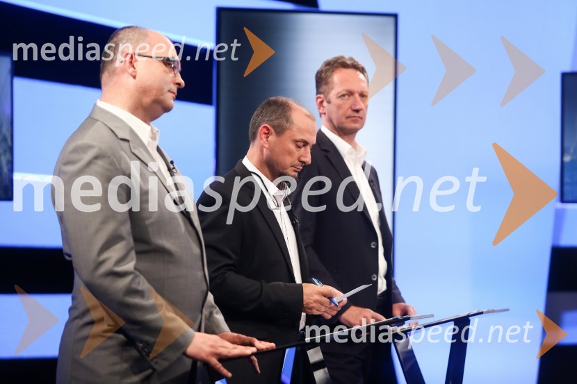  Sebastjan Jeretič, kandidat za piranskega župana;  Gašpar Gašpar  Mišič, bivši predsednik uprave Luka Koper;  Boris Popovič, župan KopraPredvolilno soočenje županskih kandidatov na POP TV