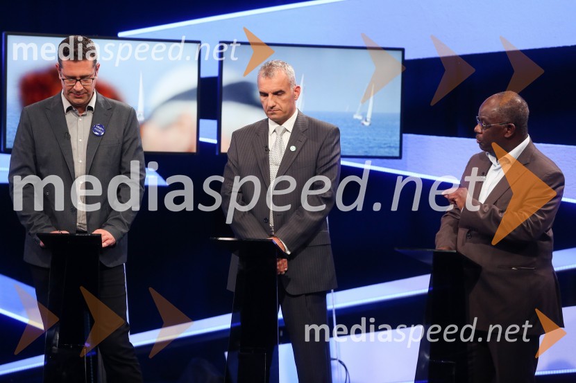  Aleš Bržan, kandidat za župana MOK;  Gregor Strmčnik, kandidat za župana Ankarana;  Peter Bossman, župan, občina PiranPredvolilno soočenje županskih kandidatov na POP TV