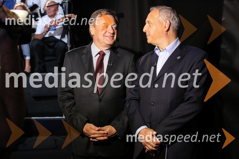  Zoran Janković, župan MOL, predsednik PS;  Damjan Damjanovič, direktor Slovenske filharmonije Predvolilno soočenje županskih kandidatov na POP TV