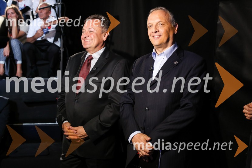  Zoran Janković, župan MOL, predsednik PS;  Damjan Damjanovič, direktor Slovenske filharmonije Predvolilno soočenje županskih kandidatov na POP TV