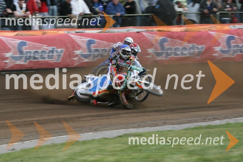 Padec Nickija Pedersena, Bjarneta Pedersena in Wieslawa JagusaSPEEDWAY GRAND PRIX, VN Švedske 2007, padec Nickija Pedersena, Bjarneta Pedersena in Wieslawa Jagusa