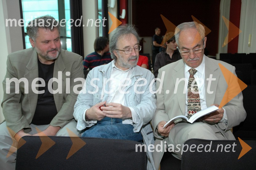 Darko Šajn, Božo Flajšman, Liberalna akademija in Rudi Moge, poslanec v Državnem zboruPredstavitev knjige Matjaža Frangeža Kaj nam pa morete!