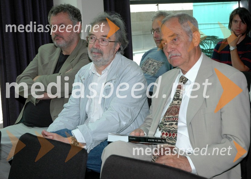 Darko Šajn, Božo Flajšman, Liberalna akademija in Rudi Moge, poslanec v Državnem zboruPredstavitev knjige Matjaža Frangeža Kaj nam pa morete!