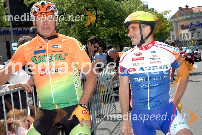 Franc Hvasti, nekdanji selektor slovenske kolesarske reprezentance in Bogdan Ravbar40. kolesarska dirka za veliko nagrado Kranja