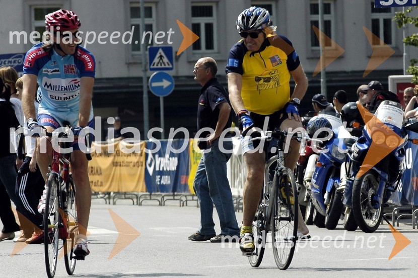 Primož Kališnik, odgovorni urednik Poleta in Tone Fornezzi Tof40. kolesarska dirka za veliko nagrado Kranja