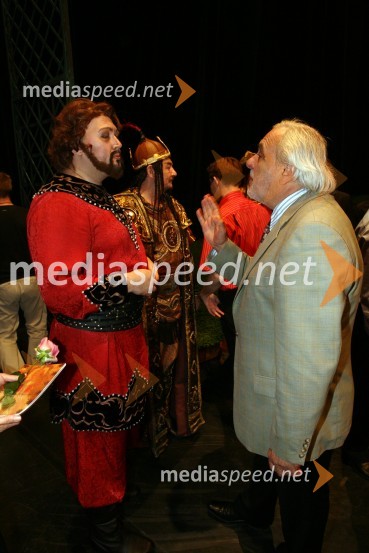 Taras Štonda, operni pevec in Plamen Kartaloff, režiser opere Knez IgorPremiera opere Knez Igor v SNG Maribor