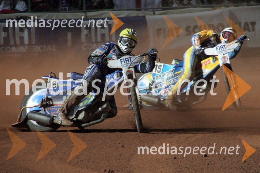 Matej Žagar, Slovenija in Tomasz Chrzanowski, PoljskaSPEEDWAY, Speedway Grand Prix - VN Italije 2005 dirka