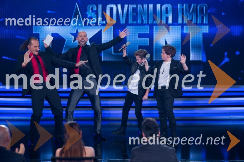  Vid  Valič, voditelj;  Peter Poles, voditelj;  Jaka Dolinšek;  Maks DolinšekSlovenija ima talent 2014, prva polfinalna oddaja