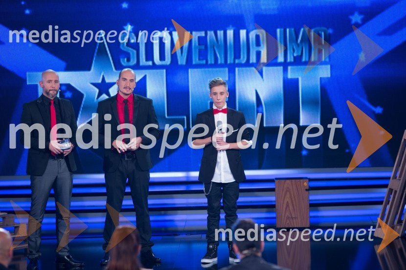  Peter Poles, voditelj;  Vid  Valič, voditelj;  Anej Piletič, BQLSlovenija ima talent 2014, prva polfinalna oddaja