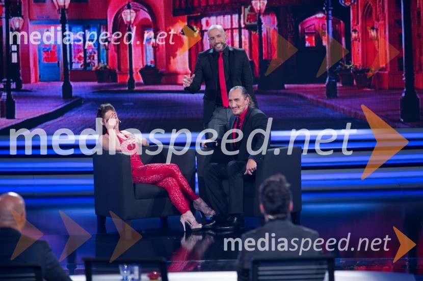  Ana Klašnja, balerina;  Peter Poles, voditelj;  Vid  Valič, voditeljSlovenija ima talent 2014, prva polfinalna oddaja