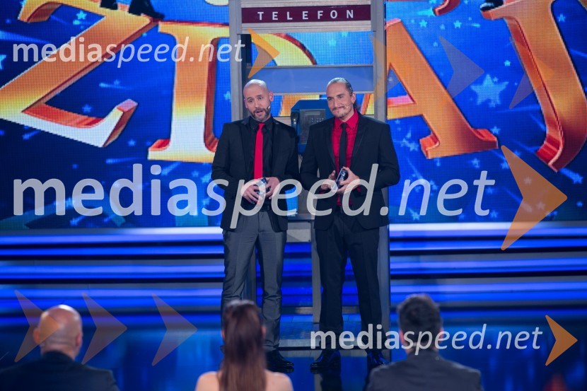  Peter Poles, voditelj;  Vid  Valič, voditeljSlovenija ima talent 2014, prva polfinalna oddaja