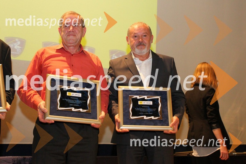  Milan Praznik, AMD Krško;  Rado Stojanovič, predsednik AMTK LjubljanaPodelitev nagrad državnim prvakom AMZS