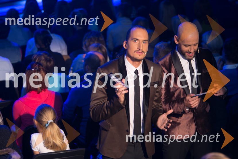  Vid  Valič, voditelj;  Peter Poles, voditeljSlovenija ima talent 2014, druga polfinalna oddaja