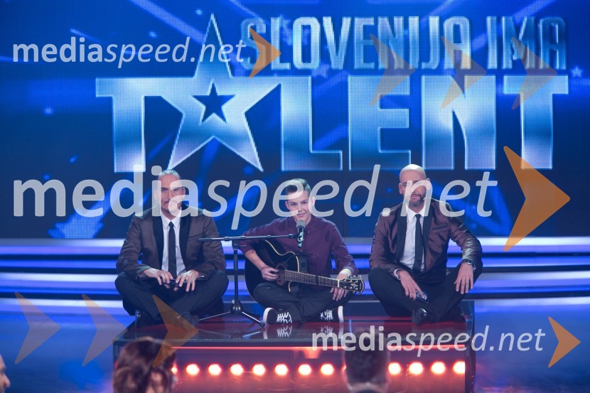  Vid  Valič, voditelj;  Manca Berlec, glasbenica;  Peter Poles, voditeljSlovenija ima talent 2014, druga polfinalna oddaja