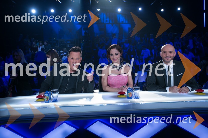  Rok Golob, glasbenik;  Ana Klašnja, balerina;  Branko Čakarmiš,  programski direktor Pro PlusaSlovenija ima talent 2014, druga polfinalna oddaja